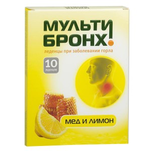 Мульти-Бронх леденцы: мед и лимон при заболевании горла, 10 шт.